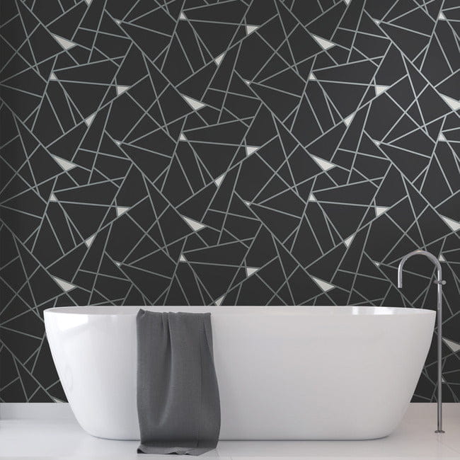 York BW3985 Black and White Resource Library Prismatic Black - tapeta w geometryczny wzór