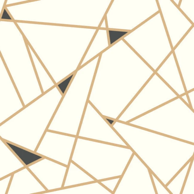 York RY2702 Black and White Resource Library Prismatic Gold/White - tapeta w geometryczny wzór