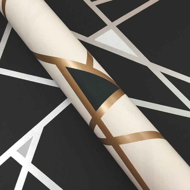 York RY2702 Black and White Resource Library Prismatic Gold/White - tapeta w geometryczny wzór