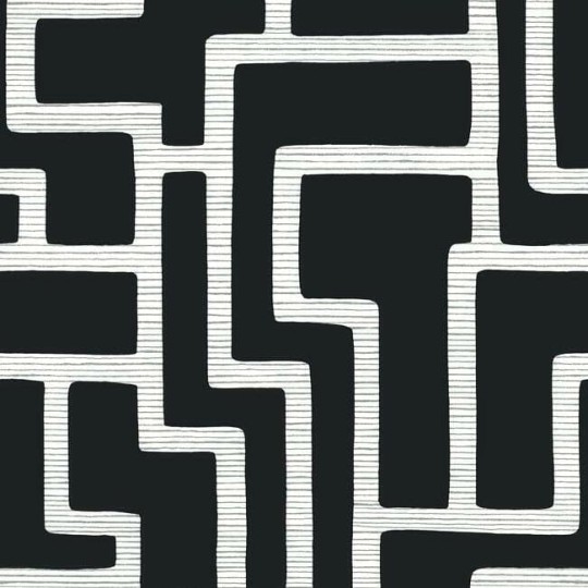 York BW3831 Black and White Resource Library Graphic Polyomino Black/White - tapeta w geometryczny wzór