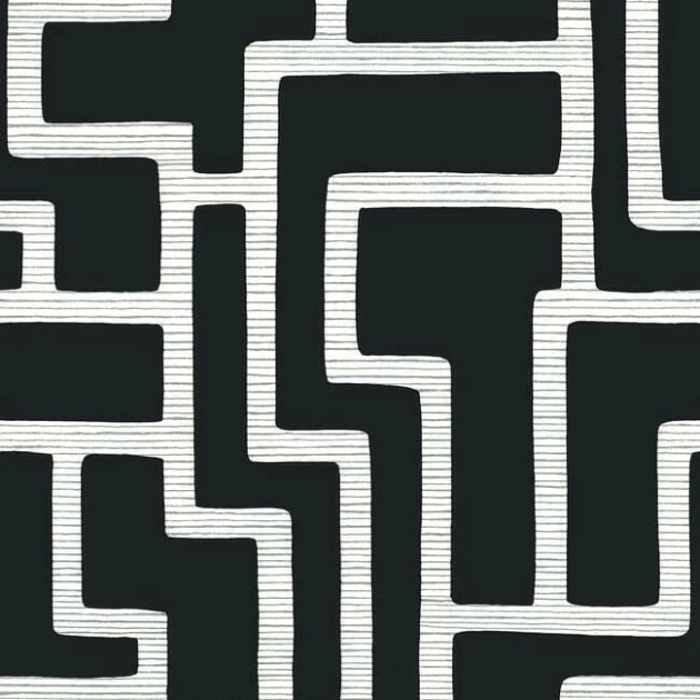 York BW3831 Black and White Resource Library Graphic Polyomino Black/White - tapeta w geometryczny wzór