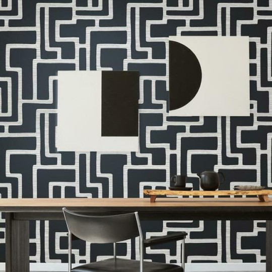 York BW3831 Black and White Resource Library Graphic Polyomino Black/White - tapeta w geometryczny wzór