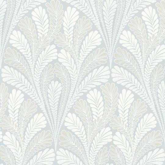 York DM5021 Black and White Resource Library Shell Damask Blue - tapeta w stylizowane rośliny