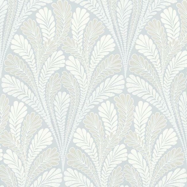 York DM5021 Black and White Resource Library Shell Damask Blue - tapeta w stylizowane rośliny
