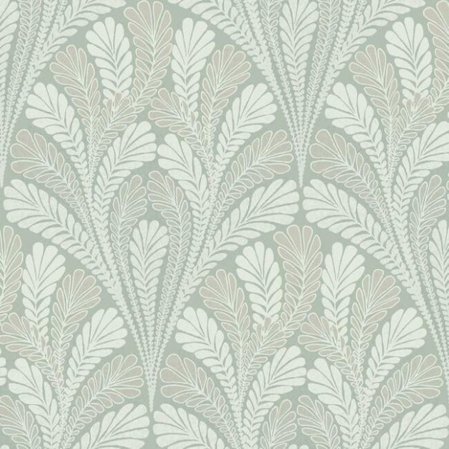 York DM5023 Black and White Resource Library Shell Damask Sage - tapeta w stylizowane rośliny