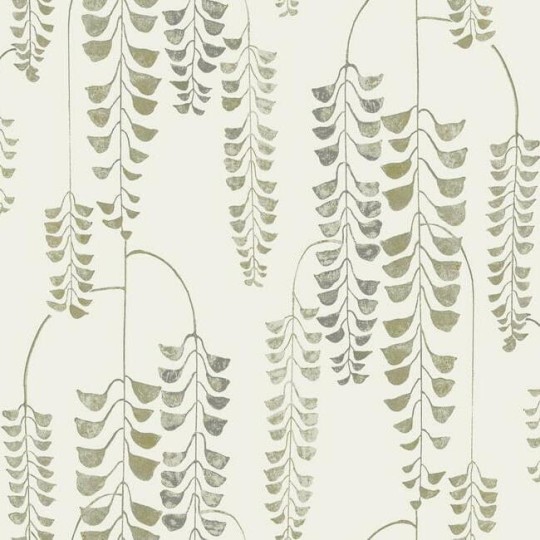 York BW3941 Black and White Resource Library Deco Wisteria Cream/Gold - tapeta w glicynie z metalicznymi akcentami