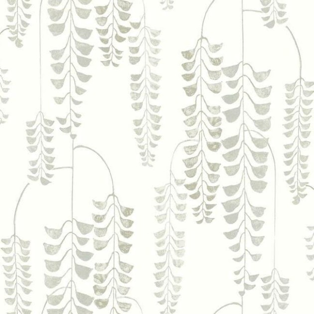 York BW3942 Black and White Resource Library Deco Wisteria Neutral - tapeta w glicynie z metalicznymi akcentami
