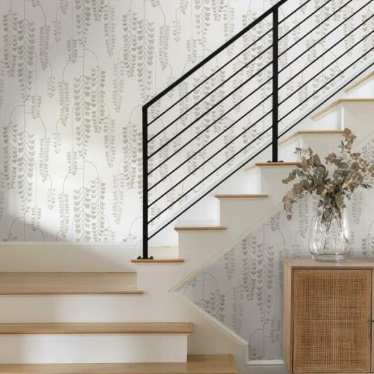 York BW3942 Black and White Resource Library Deco Wisteria Neutral - tapeta w glicynie z metalicznymi akcentami