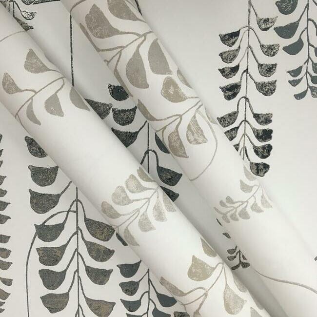 York BW3942 Black and White Resource Library Deco Wisteria Neutral - tapeta w glicynie z metalicznymi akcentami