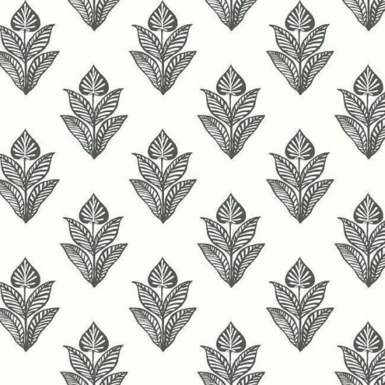 York BW3977 Black and White Resource Library Lotus Motif Soft Black/White - tapeta w minimalistyczny motyw roślinny