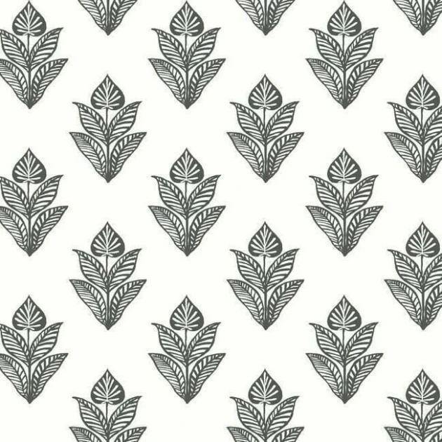York BW3977 Black and White Resource Library Lotus Motif Soft Black/White - tapeta w minimalistyczny motyw roślinny