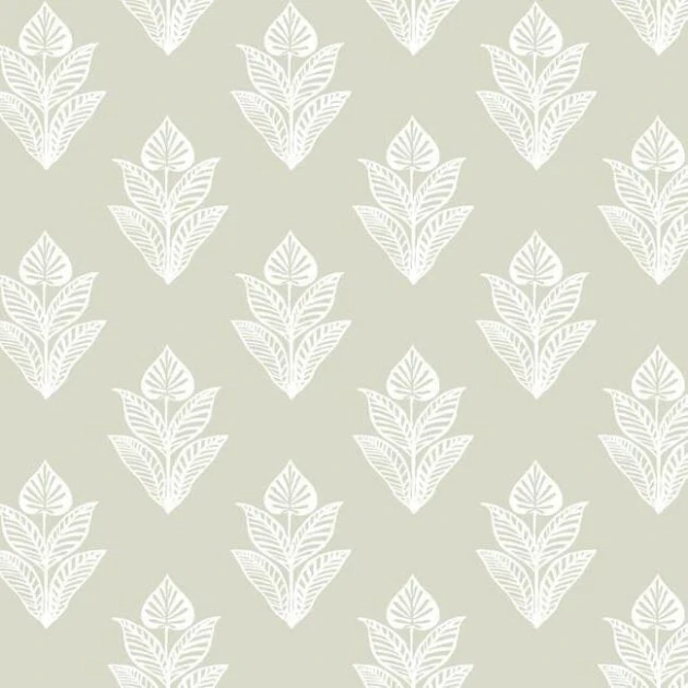 York BW3978 Black and White Resource Library Lotus Motif Soft Linen/White - tapeta w minimalistyczny motyw roślinny