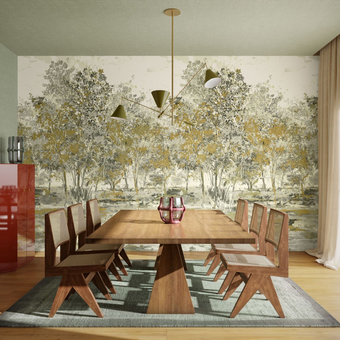 Arte 59641 Essentials Brushed Suede Sherwood Desert - mural z ręcznie malowanym lasem