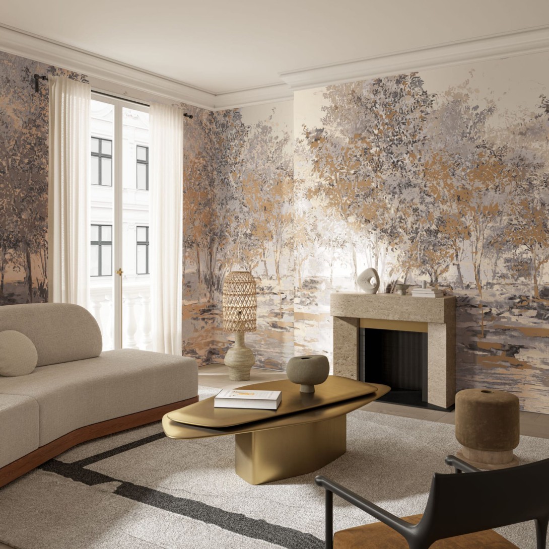 Arte 59641 Essentials Brushed Suede Sherwood Desert - mural z ręcznie malowanym lasem