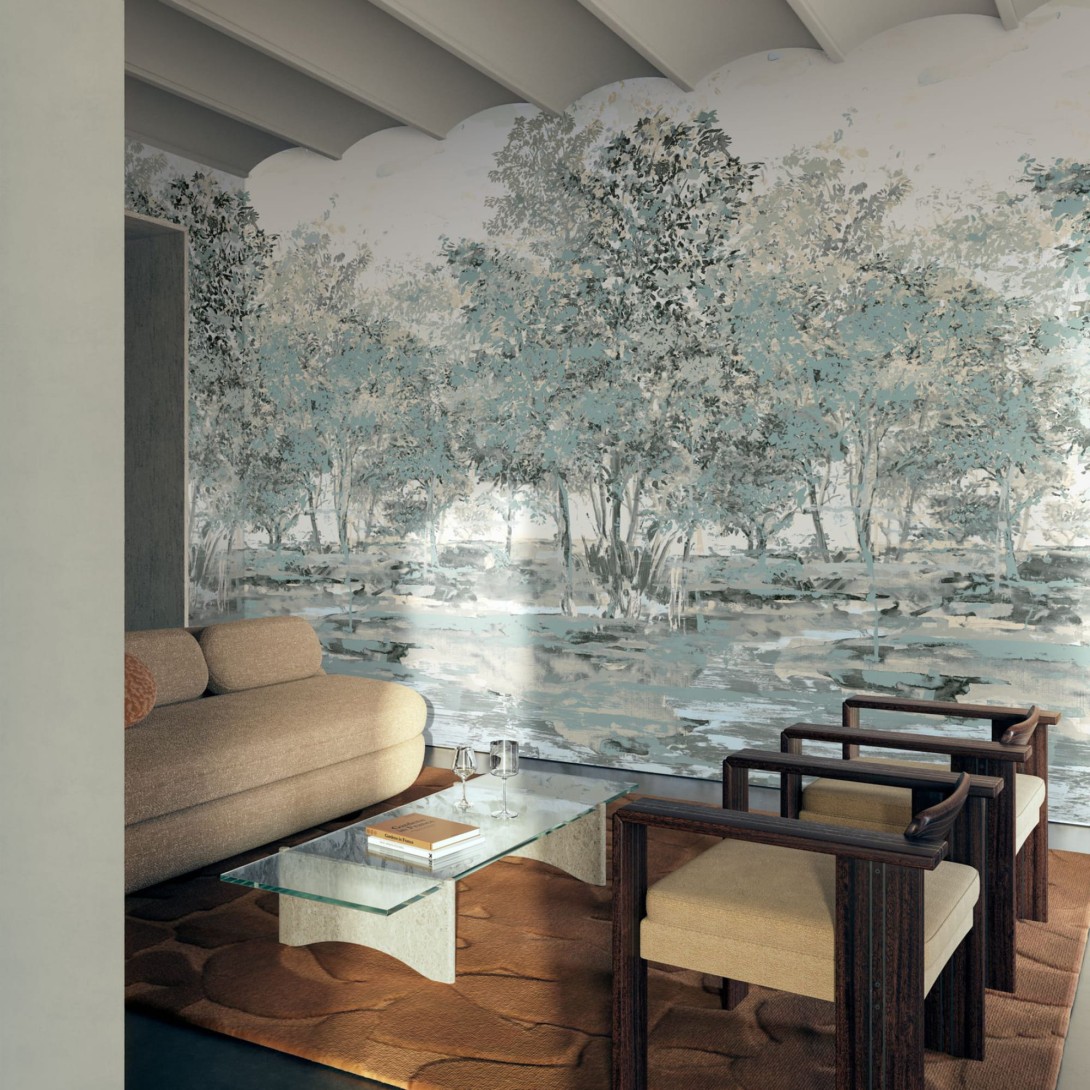 Arte 59642 Essentials Brushed Suede Sherwood Bister - mural z ręcznie malowanym lasem