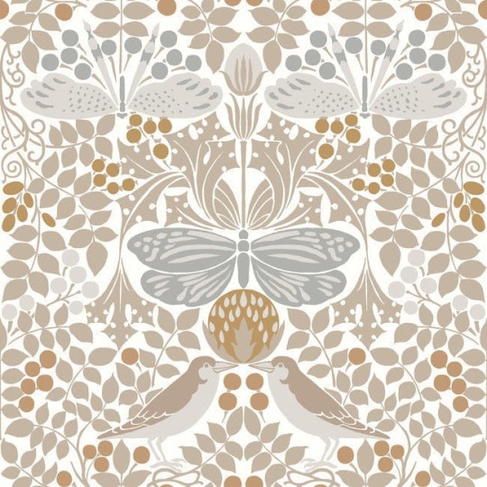 York AC9163 Ronald Redding Arts and Crafts Butterfly Garden White - tapeta w stylizowane rośliny i zwierzęta