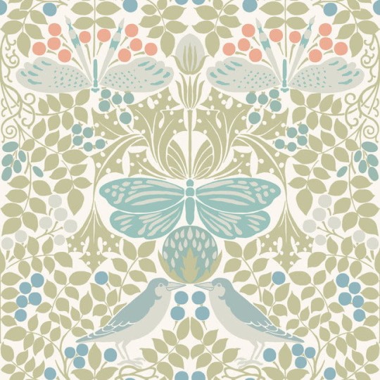 York AC9164 Ronald Redding Arts and Crafts Butterfly Garden Pastel - tapeta w stylizowane rośliny i zwierzęta