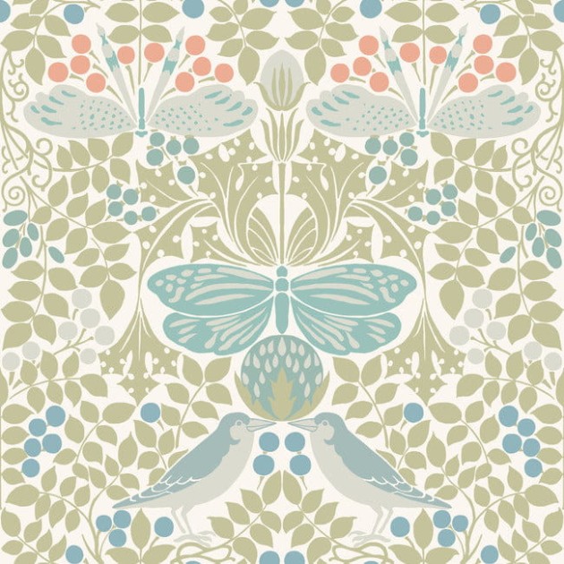 York AC9164 Ronald Redding Arts and Crafts Butterfly Garden Pastel - tapeta w stylizowane rośliny i zwierzęta