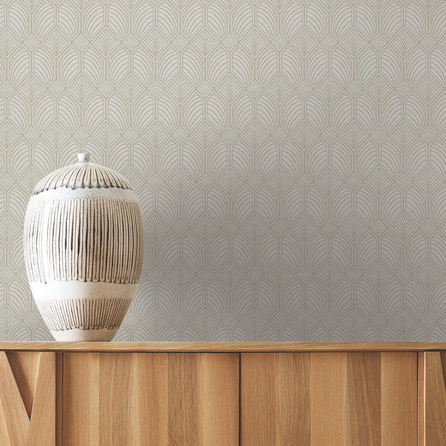 York AC9184 Ronald Redding Arts and Crafts Craftsman Taupe - tapeta w geometryczny wzór w stylu art deco