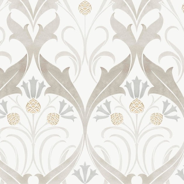 York AC9172 Ronald Redding Arts and Crafts Pinecone Ribbon Neutral - tapeta w stylizowane liście