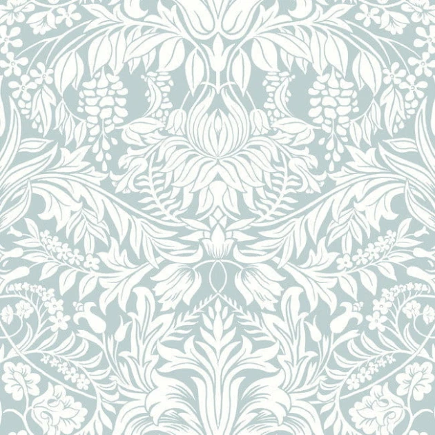York AC9192 Ronald Redding Arts and Crafts Lockwood Damask Light Blue - tapeta w roślinne ornamenty