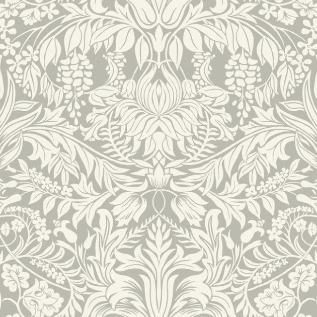 York AC9195 Ronald Redding Arts and Crafts Lockwood Damask Grey - tapeta w roślinne ornamenty
