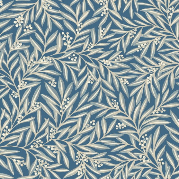 York AC9132 Ronald Redding Arts and Crafts Rowan Dusty Blue - tapeta w liście i jagody