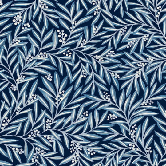 York AC9133 Ronald Redding Arts and Crafts Rowan Navy - tapeta w liście i jagody