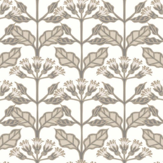 York AC9114 Ronald Redding Arts and Crafts Tracery Blooms White - tapeta w liście i kwiaty