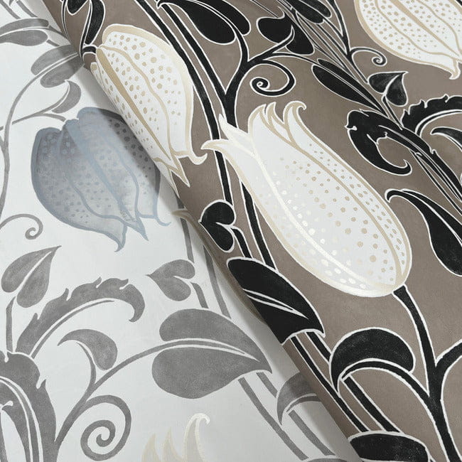 York AC9204 Ronald Redding Arts and Crafts Canterbury Bells Neutrals - tapeta w kwiaty