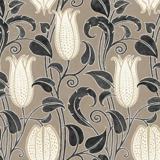 York AC9206 Ronald Redding Arts and Crafts Canterbury Bells Taupe - tapeta w kwiaty