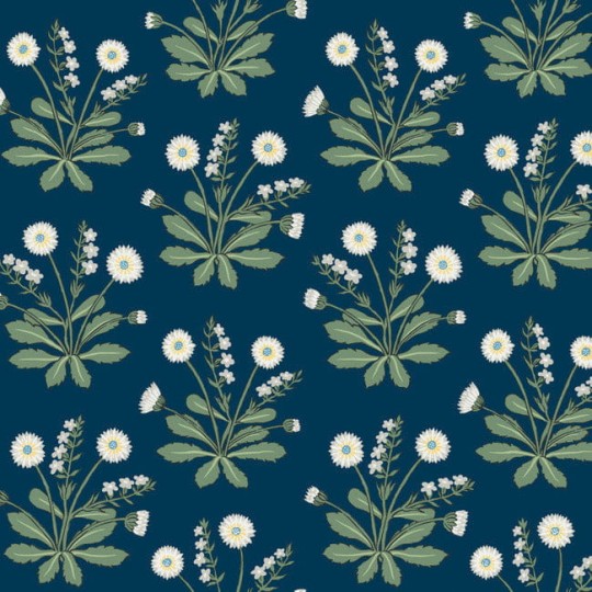 York AC9151 Ronald Redding Arts and Crafts Meadow Flowers Navy/White - tapeta w kwiaty