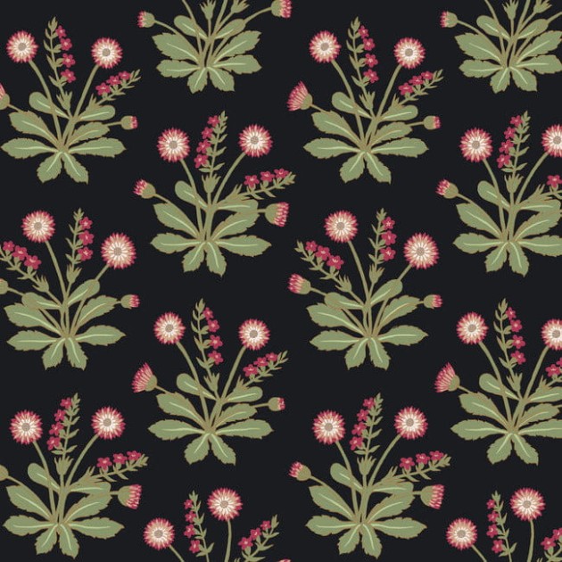 York AC9152 Ronald Redding Arts and Crafts Meadow Flowers Black/Rose - tapeta w kwiaty