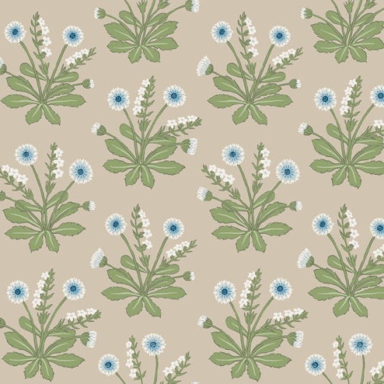 York AC9154 Ronald Redding Arts and Crafts Meadow Flowers Linen/Blue - tapeta w kwiaty