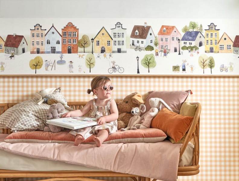 Casadeco OUTD 200746161 Once Upon A Time 2 Mainstreet Multico - border dla dzieci w myszki