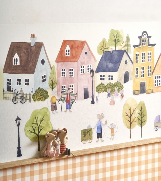 Casadeco OUTD 200746161 Once Upon A Time 2 Mainstreet Multico - border dla dzieci w myszki