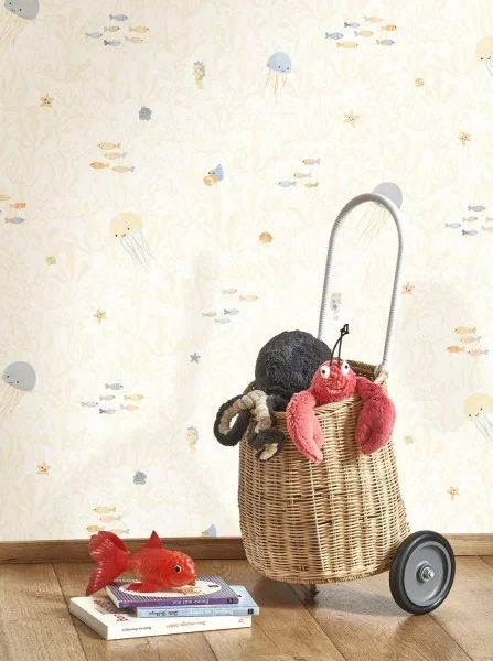 Casadeco OUTD 200814323 Once Upon A Time 2 Companions Of The Sea Rose blush - minimalistyczna tapeta w morski motyw