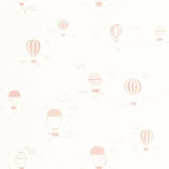 Casadeco OUTD 200854334 Once Upon A Time 2 Balloons In The Clouds Rose blush - minimalistyczna tapeta dla dzieci w balony