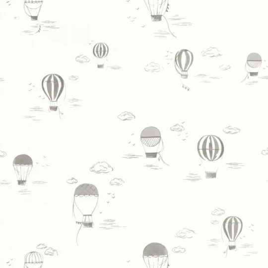 Casadeco OUTD 200859808 Once Upon A Time 2 Balloons In The Clouds Anthracite - minimalistyczna tapeta dla dzieci w balony