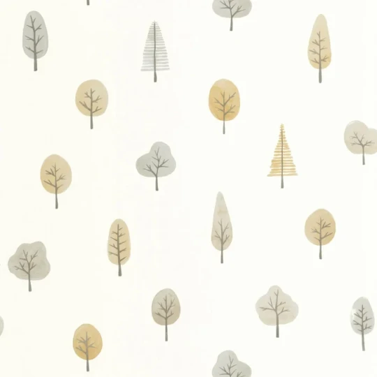 Casadeco OUTD 200861991 Once Upon A Time 2 Walk In The Park Naturel - minimalistyczna tapeta w drzewa