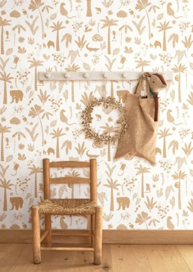 Casadeco OUTD 200761221 Once Upon A Time 2 Poetic Jungle Lin - tapeta dla dzieci w egzotyczne zwierzęta i rośliny