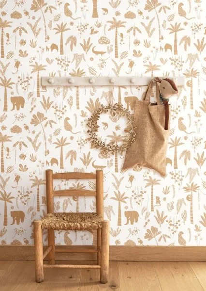 Casadeco OUTD 200766202 Once Upon A Time 2 Poetic Jungle Bleu lagon - tapeta dla dzieci w egzotyczne zwierzęta i rośliny