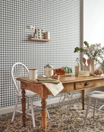 Casadeco OUTD 89269419 Once Upon A Time 2 Vichy Anthracite - tapeta w kratkę