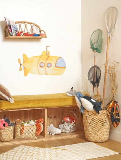 Casadeco OUTD 200992323 Once Upon A Time 2 Yellow Submarine Spray Up Jaune - mural dla dzieci w łódź podwodną