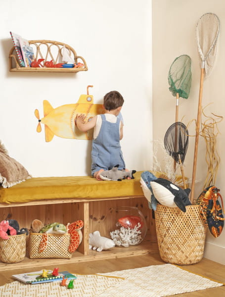 Casadeco OUTD 200992323 Once Upon A Time 2 Yellow Submarine Spray Up Jaune - mural dla dzieci w łódź podwodną