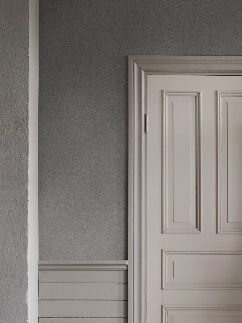 Boras Tapeter 6119 Shades Canvas Graphite - grafitowa tapeta imitująca tkaninę