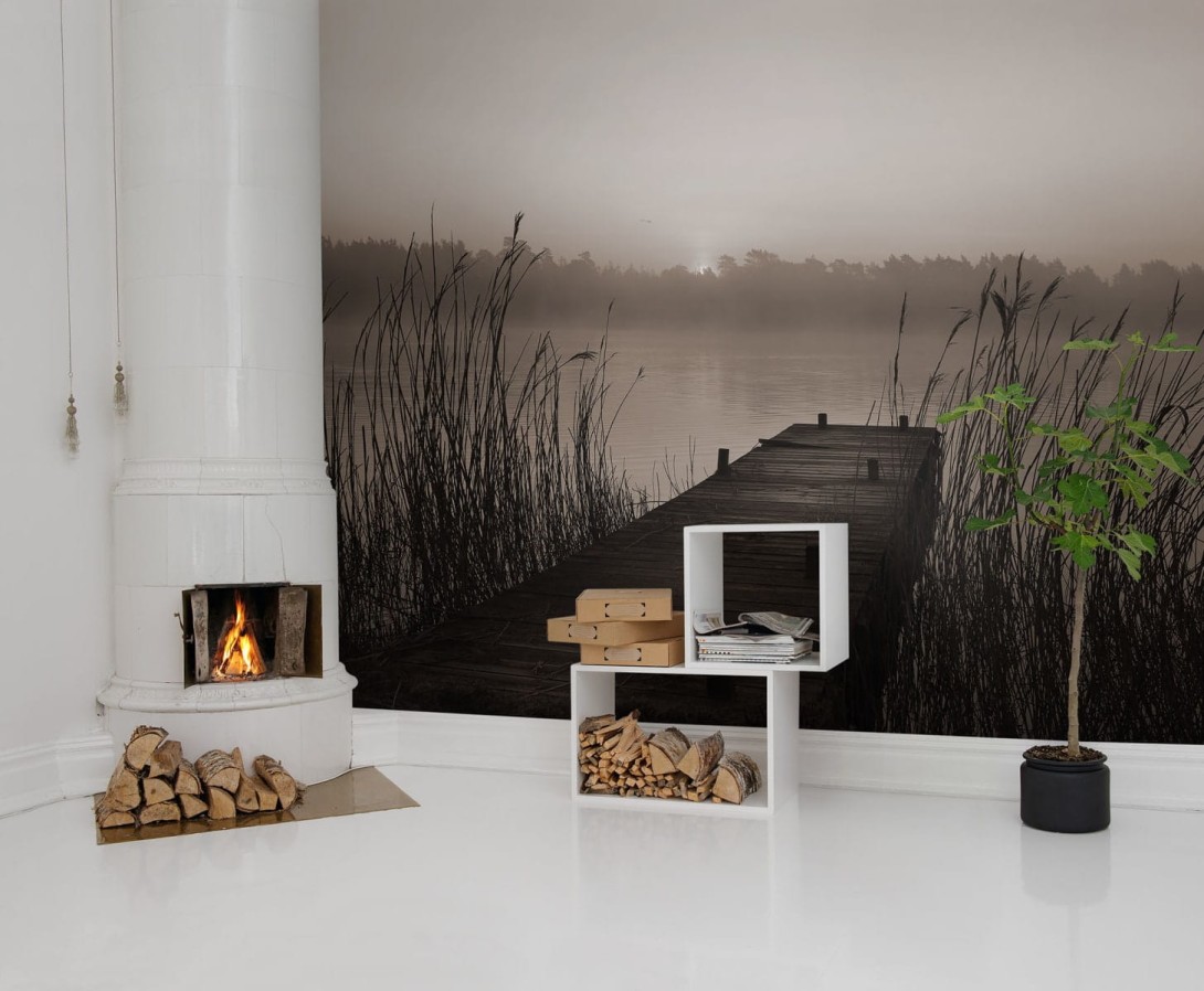 Rebel Walls R13581 Web Selection Misty Lake - mural w krajobraz jeziora