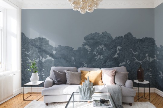 Rebel Walls R13059 Web Selection Bellewood Solid Blue - mural w drzewa