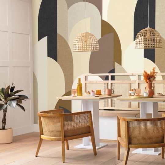 Caselio 106291025 Reliefs Fabric Arch Beige S - mural w geometryczny motyw