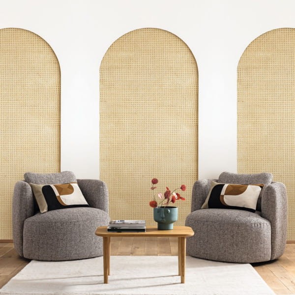 Caselio 106200034 Reliefs Canework Arch Blanc S - mural imitujący plecionkę z trzciny z motywem łuku